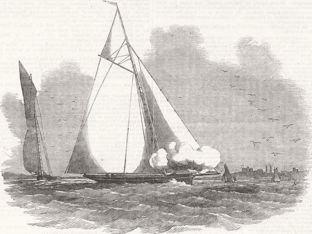 SAILING. New sporting yacht, Rifleman 1853 old antique vintage print picture