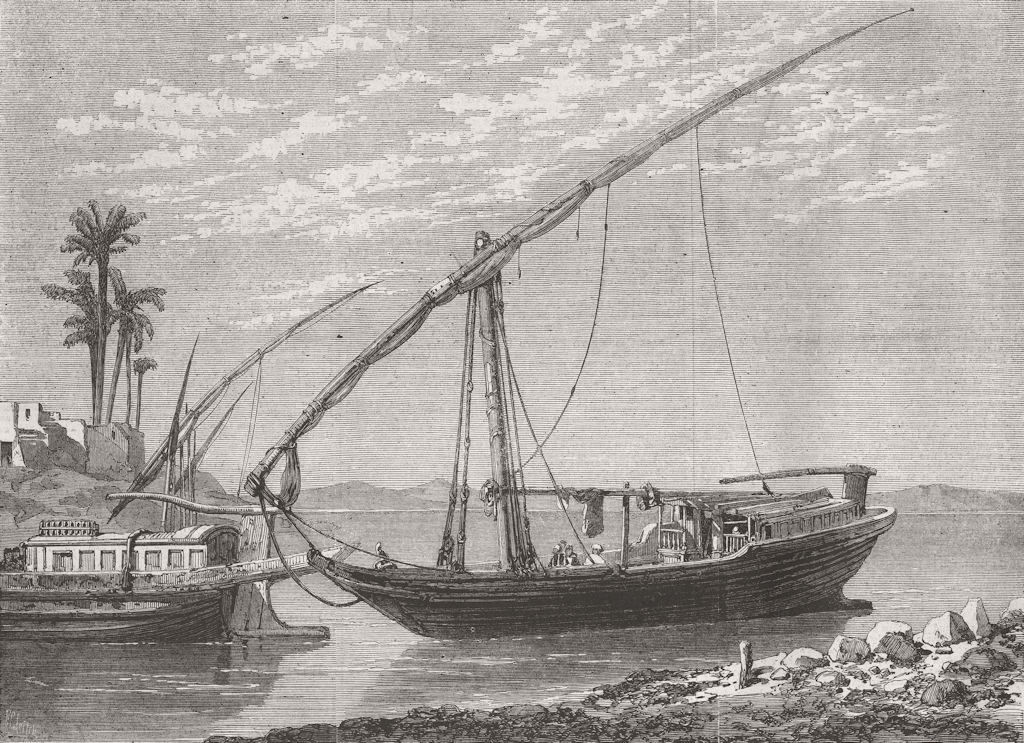 EGYPT. The Nile boat 1862 old antique vintage print picture