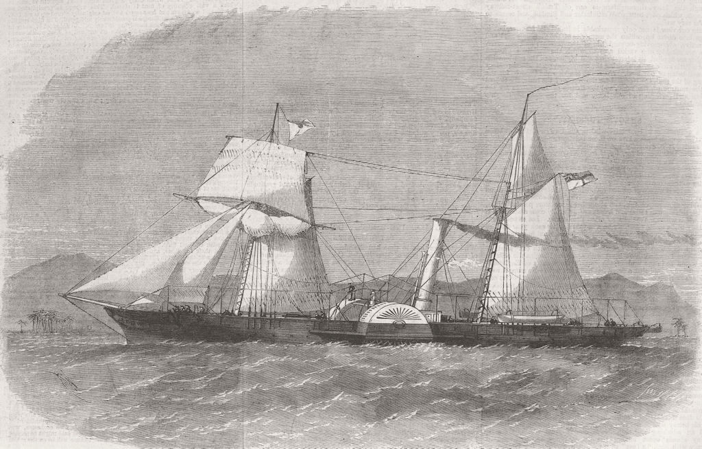 NIGERIA. HM Ship Investigator, intended for Lagos 1862 old antique print