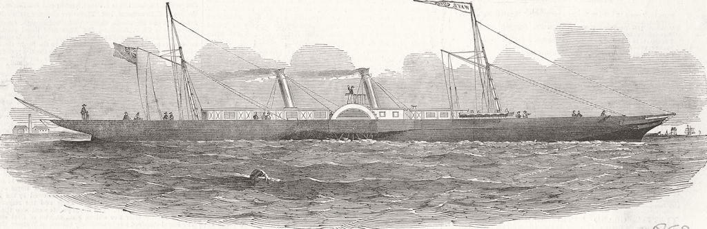 ROYALTY. The Wave Queen steamer 1852 old antique vintage print picture