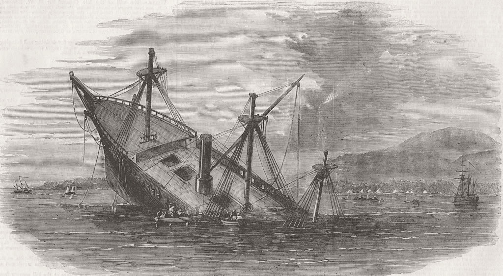 BANGKA. HMS Transit, rocks, Cape Oelar, Island 1857 old antique print picture