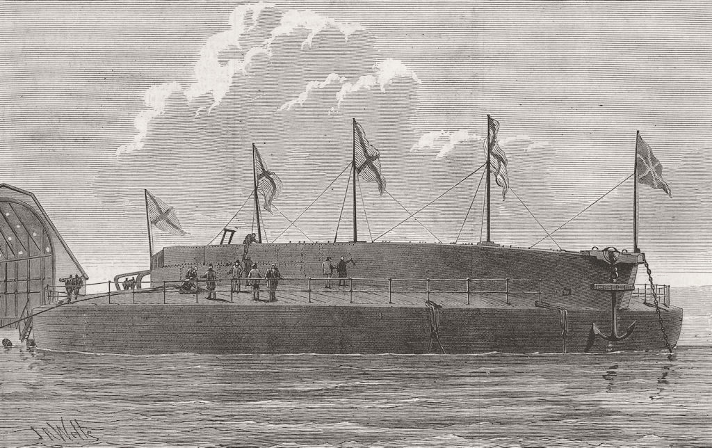 RUSSIA. Launch. Ironclad Admiral Popoff 1876 old antique vintage print picture
