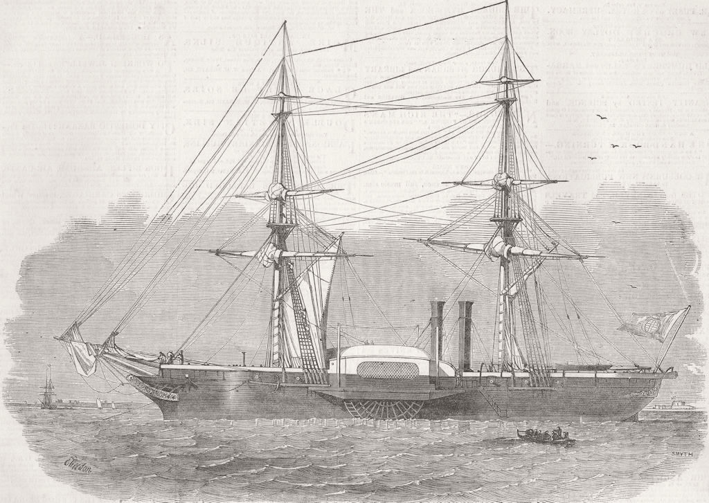 ITALY. War-ship Governole, built for Sardinian Govt 1850 old antique print