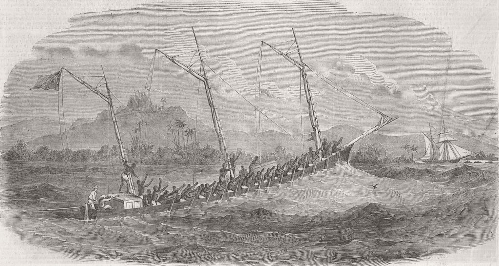EQUATORIAL GUINEA. Laird's patent boat, Bioko 1850 old antique print picture