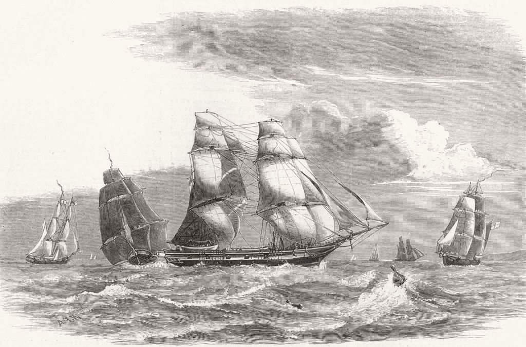Associate Product ENGLISH CHANNEL.Our Navy, old style-training Brigs of the Channel Squadron, 1876