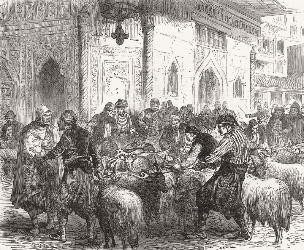 Associate Product TURKEY. Buying sheep for Koorban Bayram ceremony at Stamboul, old print, 1877