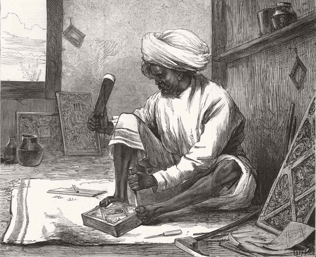 Associate Product INDIA. A wood carver of Shimla 1877 old antique vintage print picture