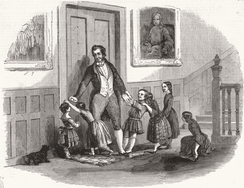 Associate Product FAMILY. Children repulsed by butler, antique print, 1851