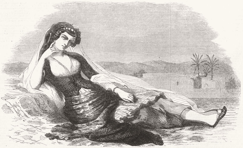 SYRIA. The Maid of Damascus, antique print, 1844