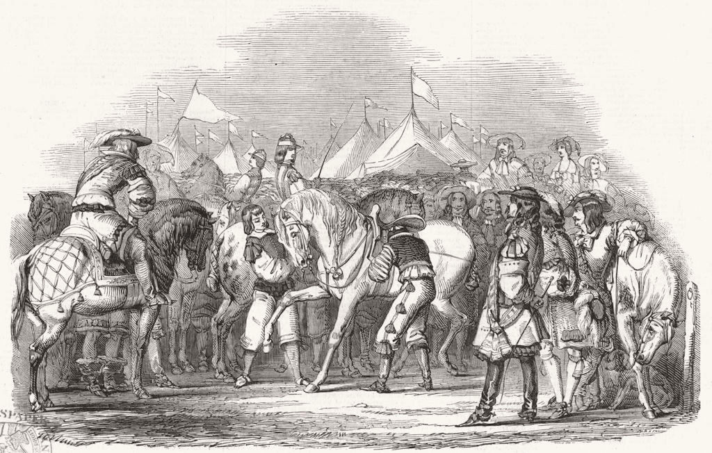 Associate Product HORSES. Horse-racing in the Reign of Charles II, antique print, 1844