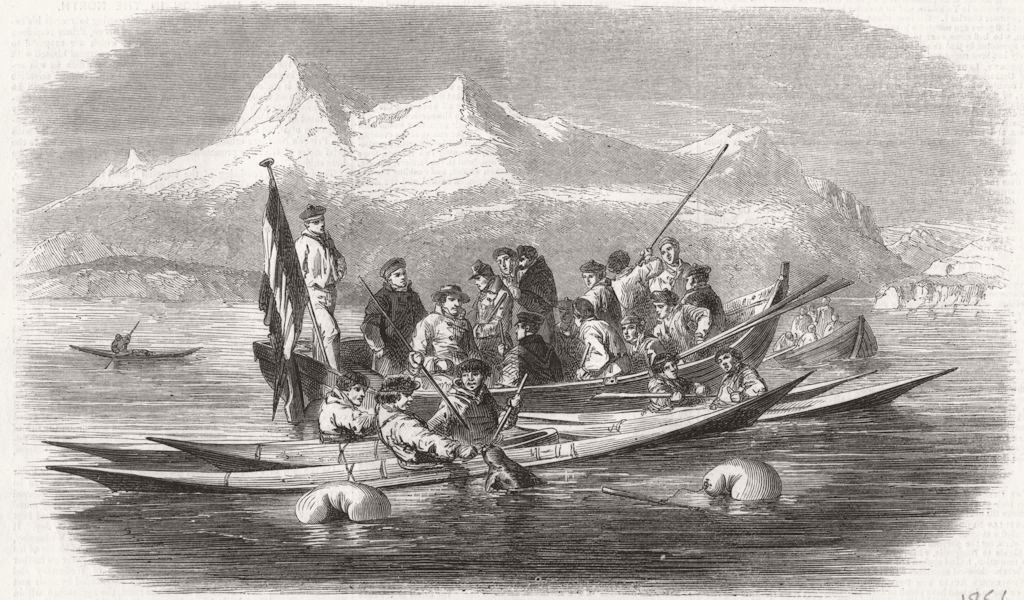 Associate Product GREENLAND. Seal-fishing at Kingigtorssuak, Greenland, antique print, 1856