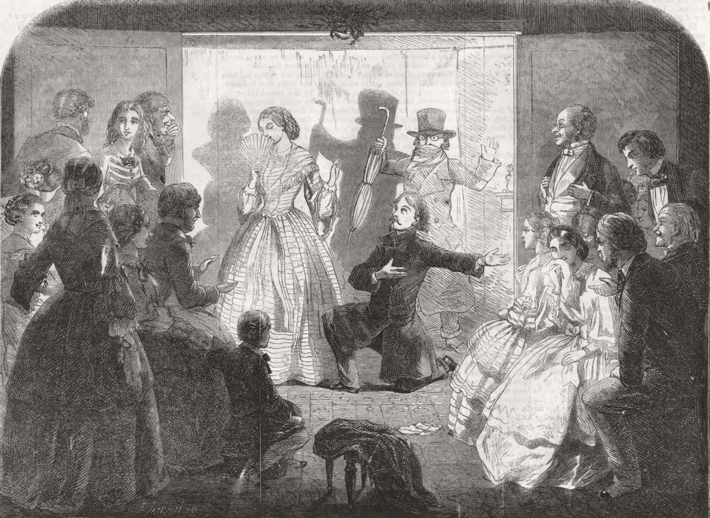 CHRISTMAS. Christmas Amusements-Acting a Charade 1859 old antique print