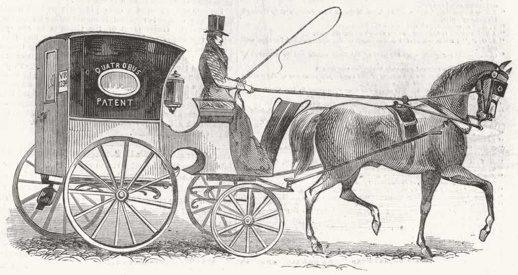 Associate Product CARRIAGES. The New patent Quartobus cab, antique print, 1844