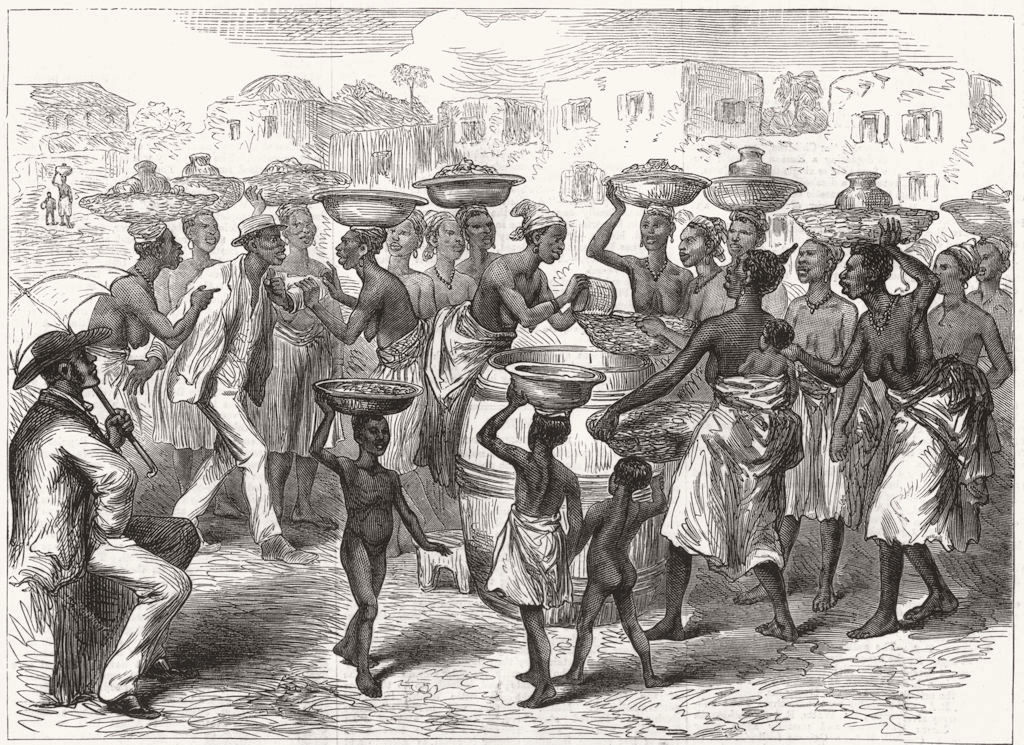 GHANA. Ashanti War. Selling Indian corn Cape Coast Castle, antique print, 1874