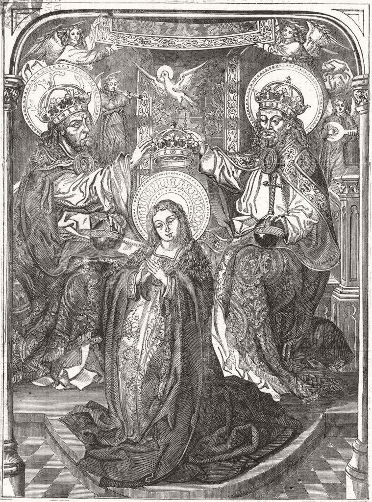 ROYALTY. The Coronation of the Virgin 1854 old antique vintage print picture