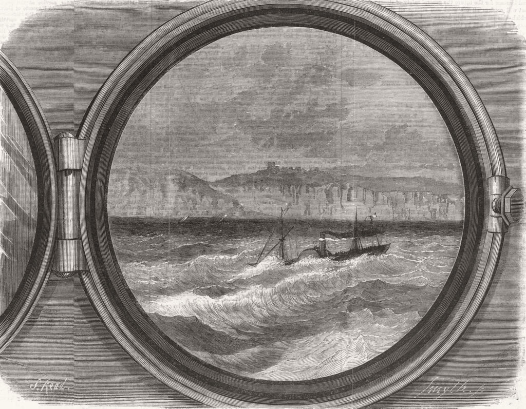 Associate Product KENT. Dover. A view from Saloon ports of Great Eastern, during wind, print, 1859