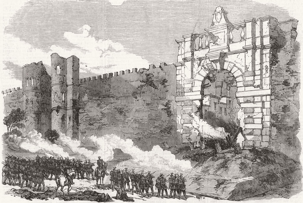 Associate Product ITALY. Storming the gate of San Giovanni in Laterano, antique print, 1870