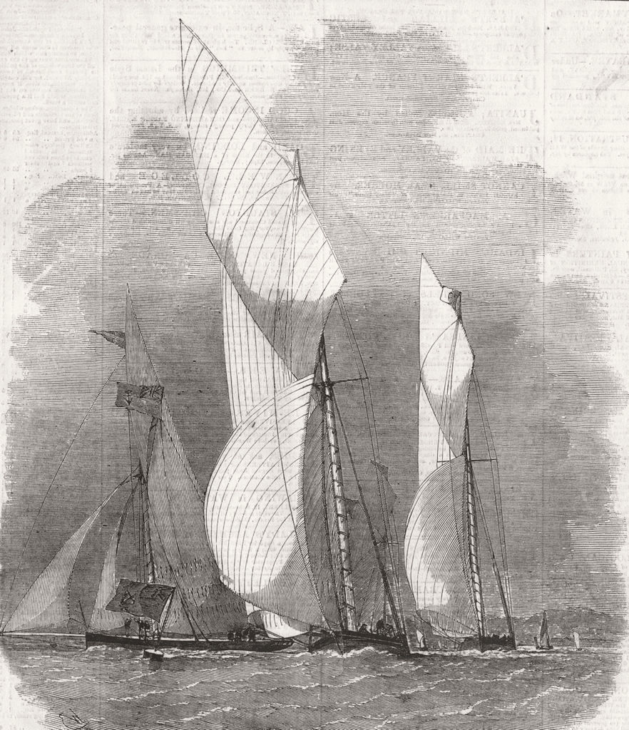 Associate Product SAILING. Royal Thames yacht-club-the Phantom and Marina-close of the match, 1855