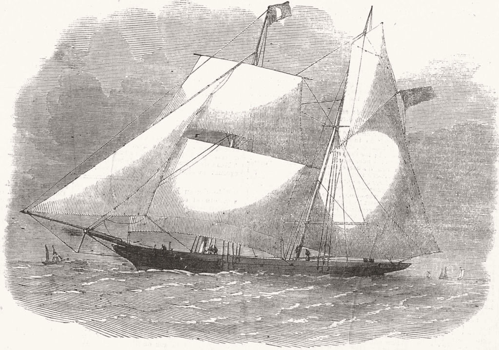 Associate Product SHIPS. Rowlett's brigantine yacht Remarkable, antique print, 1857