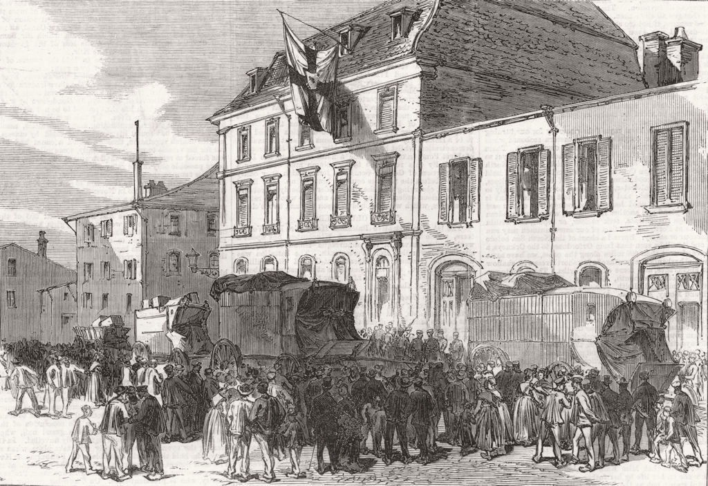 Associate Product MEURTHE-MOSELLE. War. HQ of crown Prince Of Prussia at Luneville, print, 1870