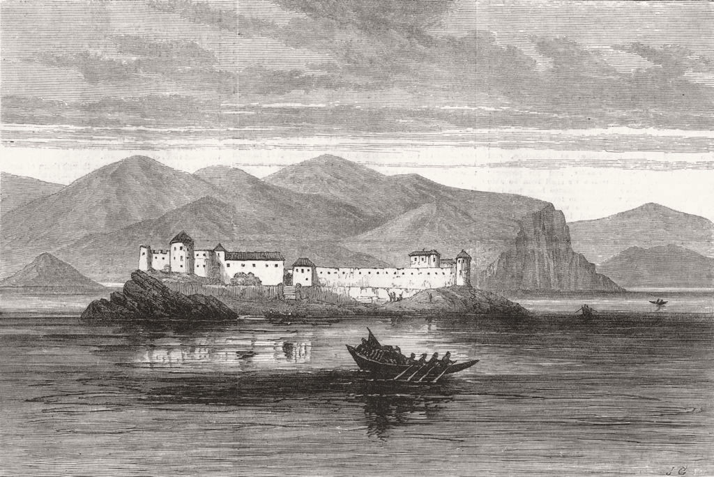 CASTLES. Fort Alessandria, a Montenegrin stronghold at Rjeka 1880 print