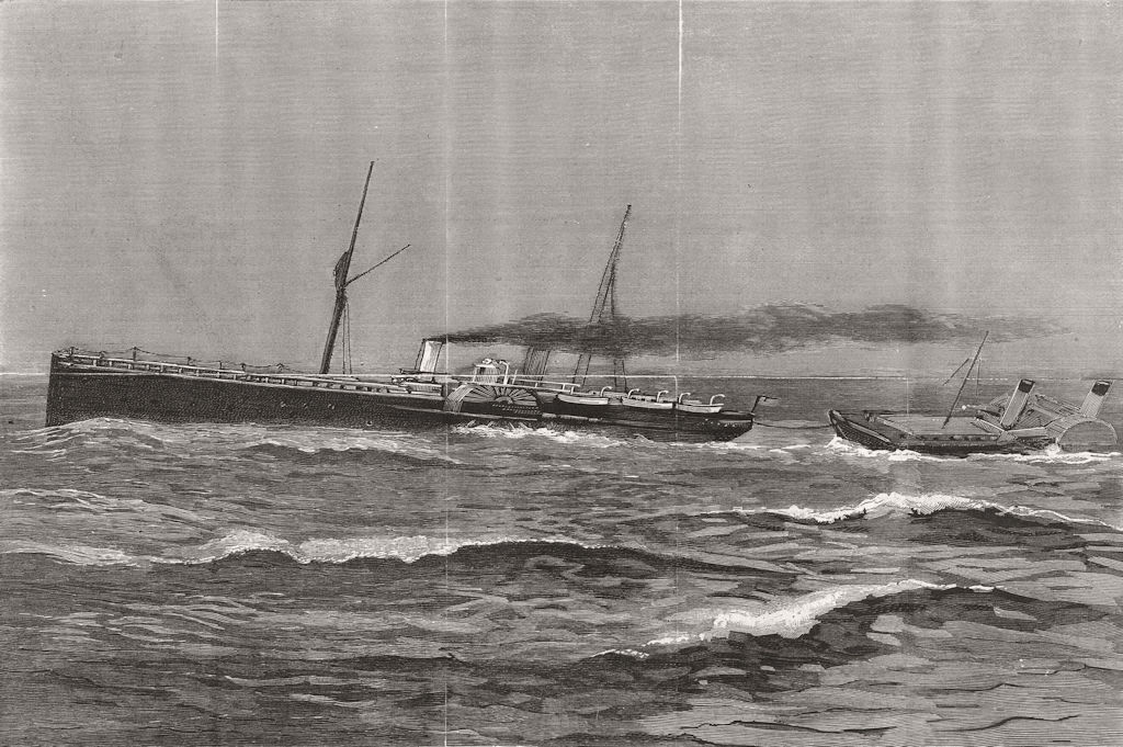 Associate Product BELGIUM.collision.Princesse Henriette towing Comtesse de Flandre to Ostend, 1889