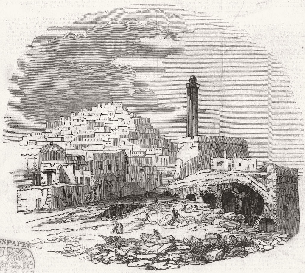 Associate Product ALGERIA. Powder magazine at Algiers, after the late explosion, old print, 1845