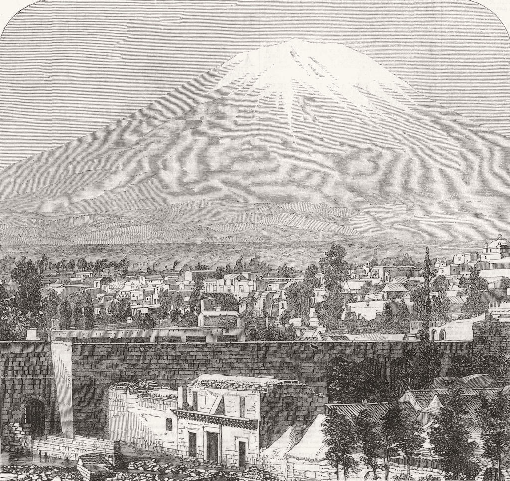 Associate Product PERU. The volcano of Misti, or Arequipa, in Southern Peru, antique print, 1863