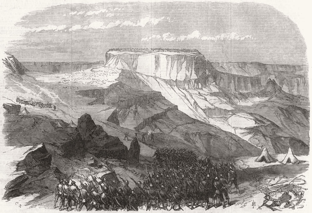 ETHIOPIA.War in Abyssinia.33rd foot advancing Magdala, from below Islamgee, 1868