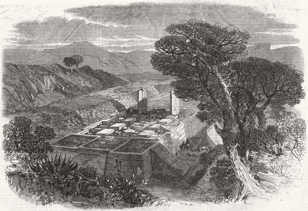 ETHIOPIA. Ruins of an ancient Greek church at Agoola 1868 old antique print