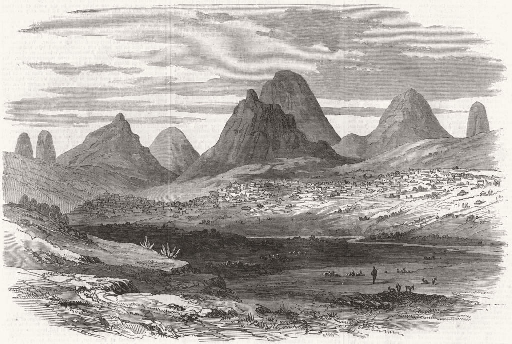 ETHIOPIA. Adwa, from the Road To Axum, antique print, 1868