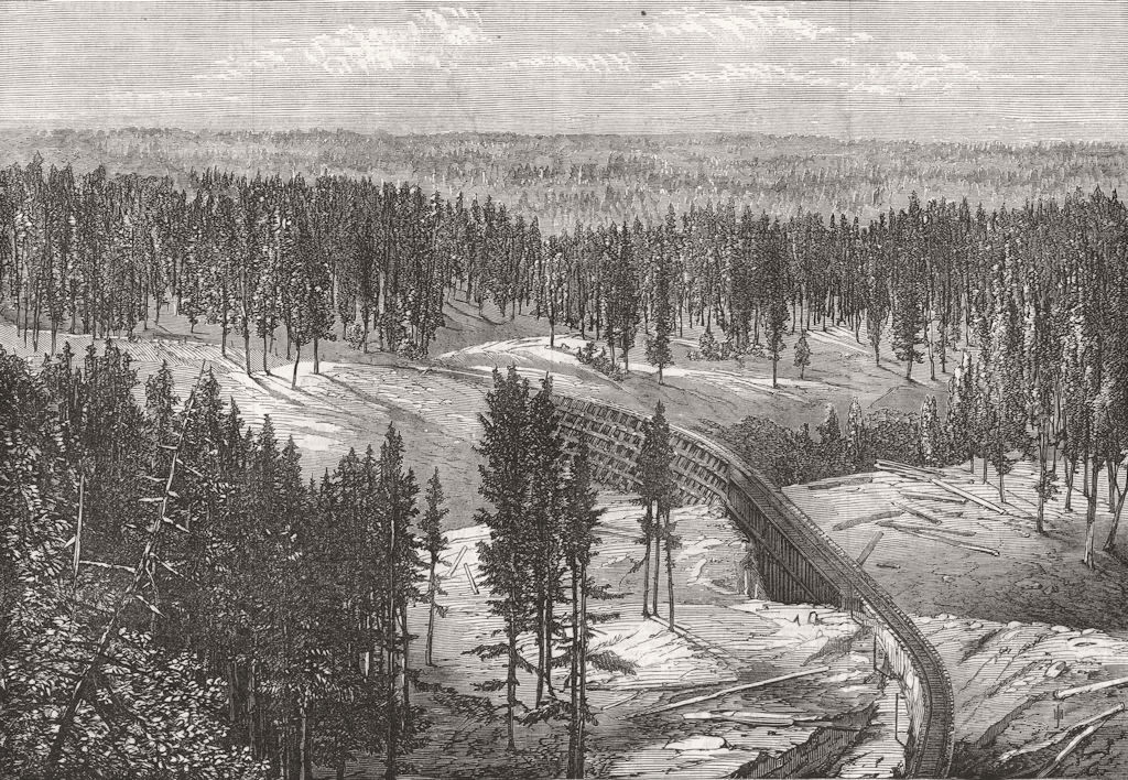 Associate Product PACIFIC. The central Pacific railway North America. Long ravine bridge, 1868