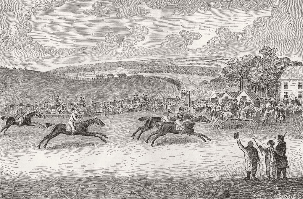 Associate Product RACING. The Race for the Derby in 1791, antique print, 1885