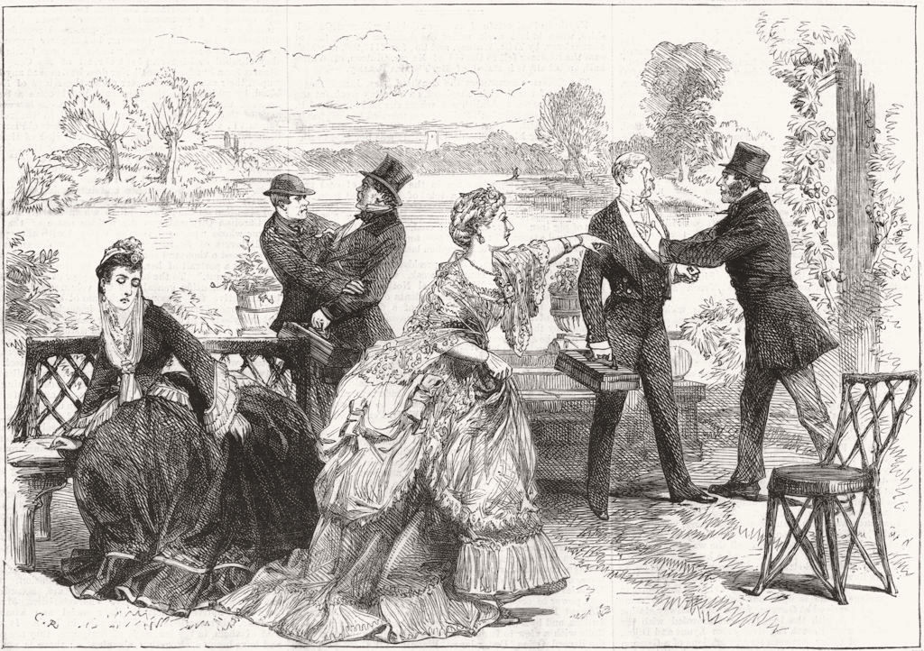 Associate Product PERFORMING ARTS. Scene from Living at Ease, at the strand theatre, print, 1870