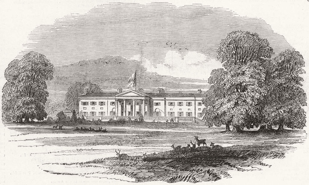 IRELAND. The Viceregal Lodge, Phoenix-park, Dublin 1849 old antique print