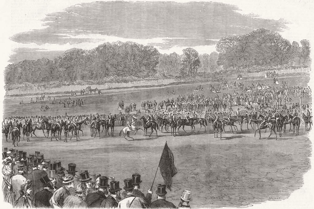 RACING. The Start for the Derby 1864 old antique vintage print picture