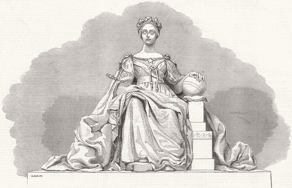 SCOTLAND.Colossal Statue of the Queen, at the Royal Institution, Edinburgh 1844