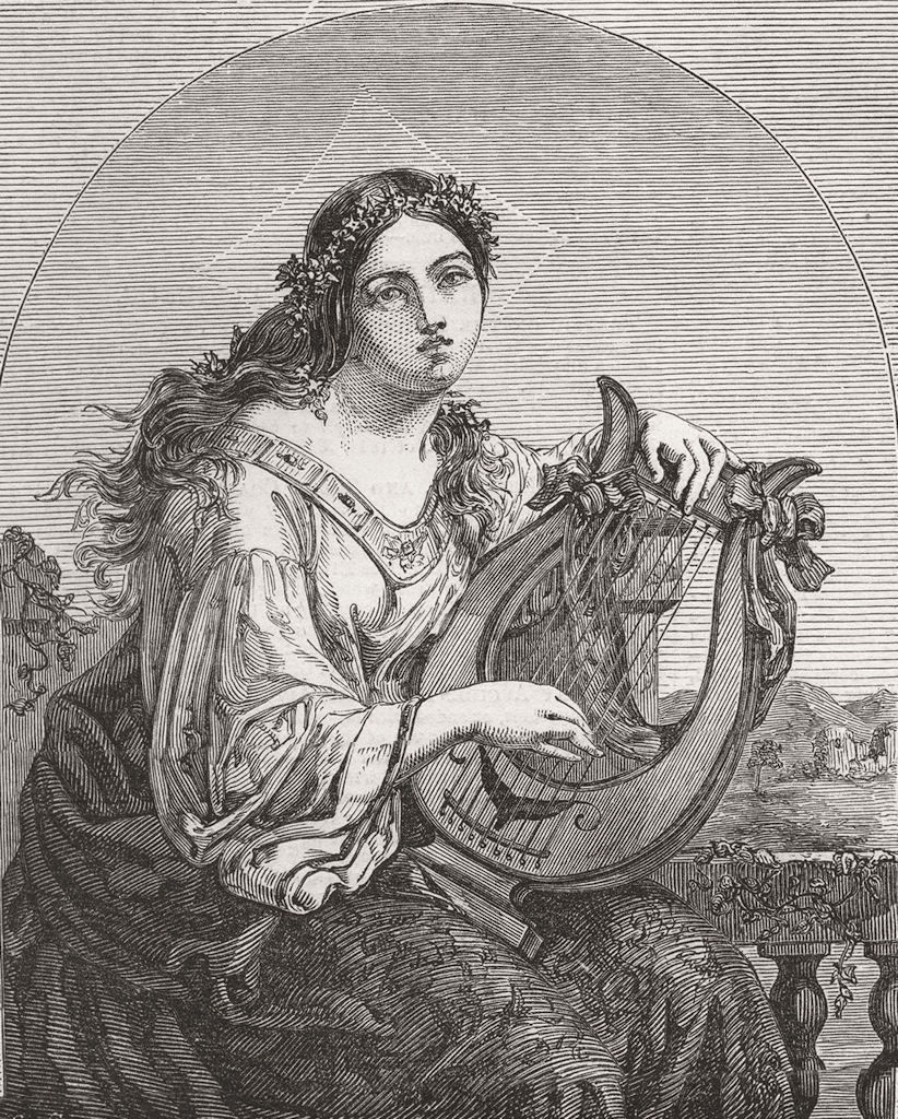 Associate Product MUSIC. St Cecilia, antique print, 1849