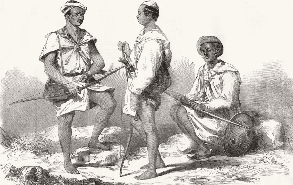 INDIAN MUTINY. Goorkahs Gurkhas of 66th Regiment in national costume, 1858