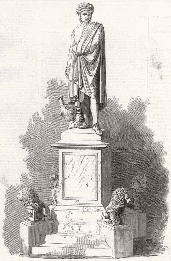 Associate Product STATUES. Statue of Dante, antique print, 1859