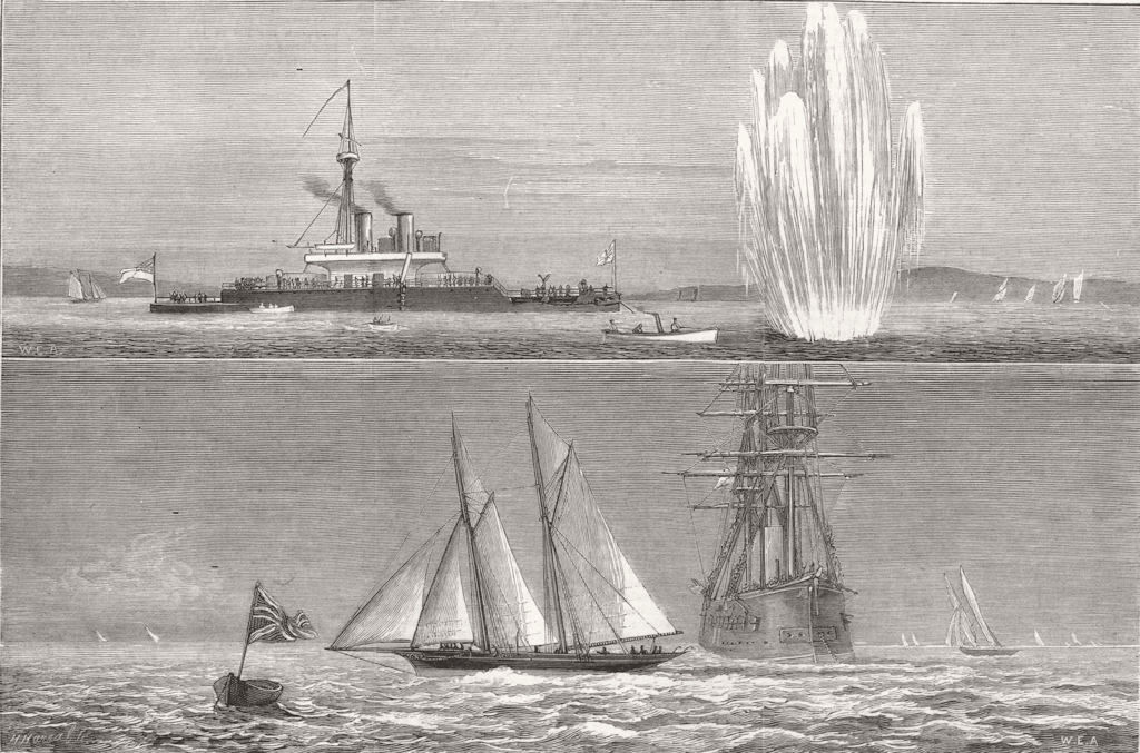COWES.HMS Thunderer Torpedo;Royal Yacht fleet Regatta.Hildegarde Queen cup 1877