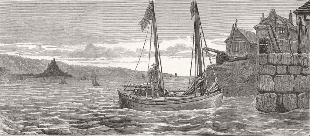 CORNWALL.Whaling boat. Capt & Mrs Crapo crossed Atlantic. Mount's Bay, 1877