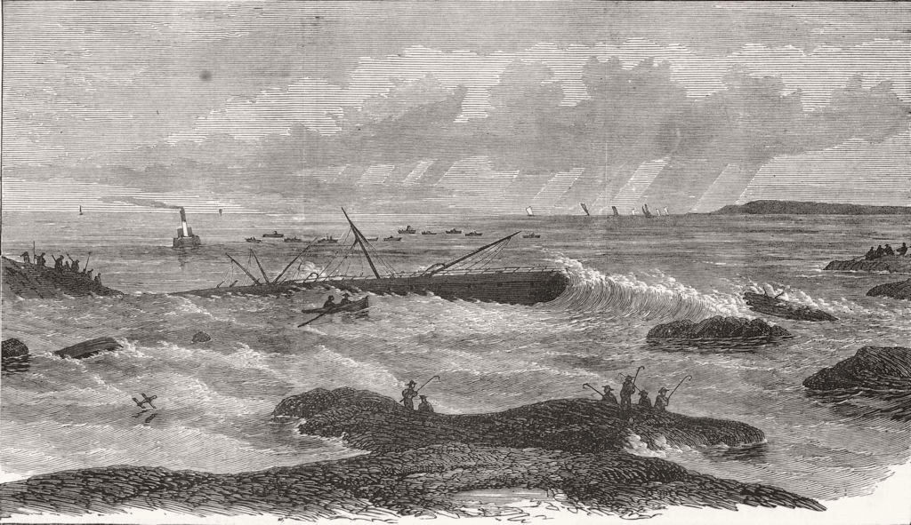 ATLANTIC. Wreck of the Atlantic, sketched the second day after the wreck 1873