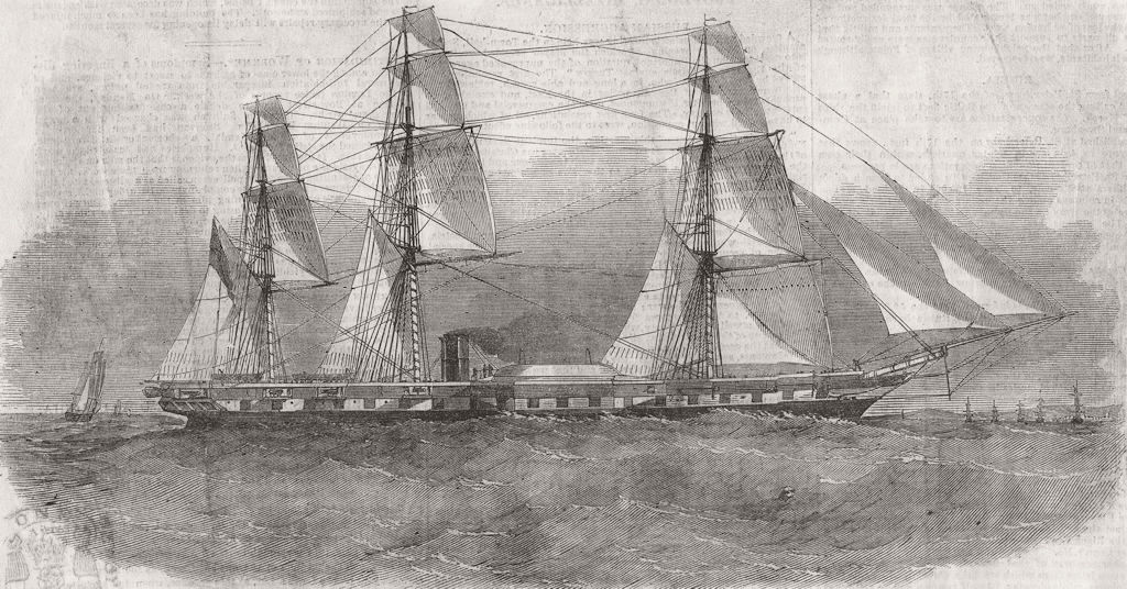 SHIPS. H M Steam-frigate, Retribution 1854 old antique vintage print picture