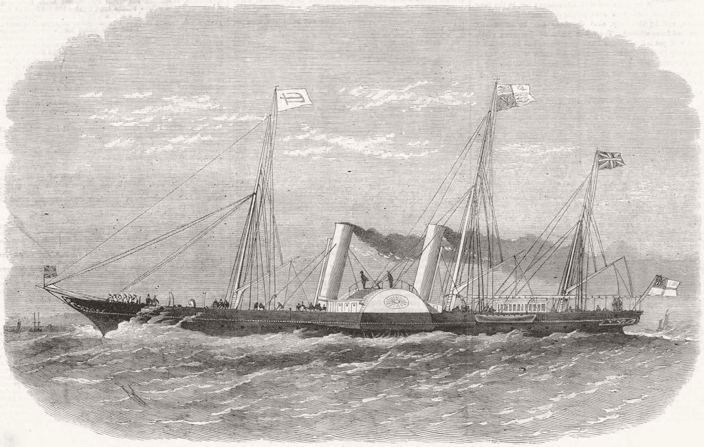 Associate Product ESSEX. New Royal Yacht Alberta carrying Queen down river to The Nore, 1865