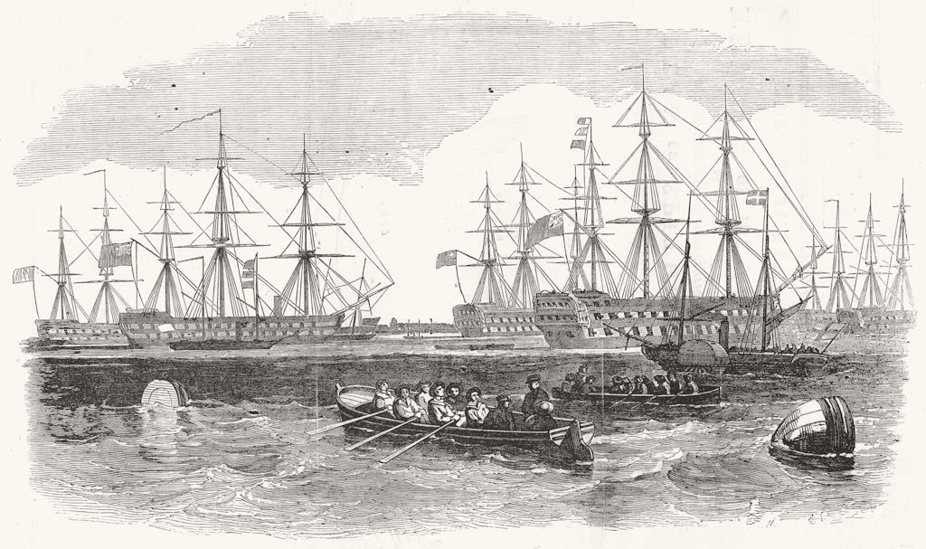 Associate Product HAMPSHIRE. The Grand Naval Review at Spithead. The Fleet from the South 1856