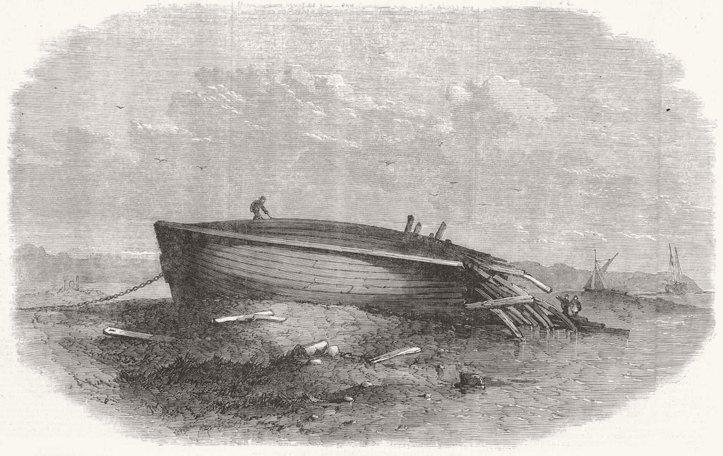CHESHIRE. Wreck of the Lottie Sleigh on the beach at New Ferry, Birkenhead 1864