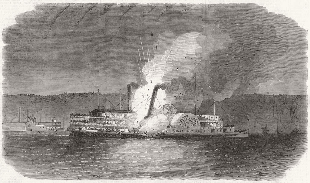 Associate Product NEW YORK. Burning American rivership Isaac Newton her way to Albany 1864 print