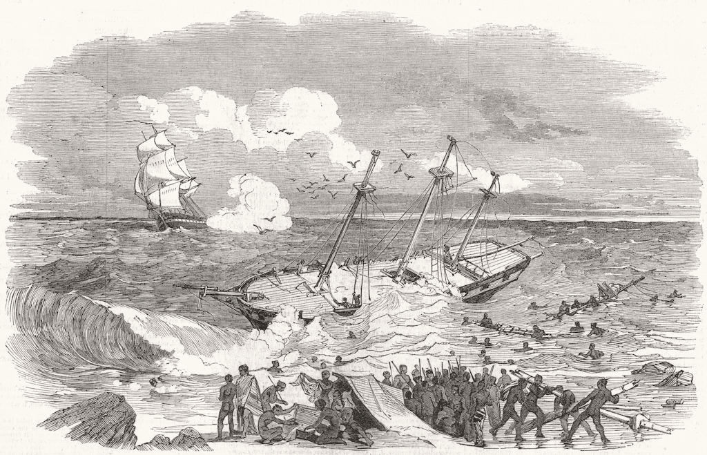 SIERRA LEONE. Wreck of Mary Elizabeth, point Moa, Goajira coast, old print, 1849