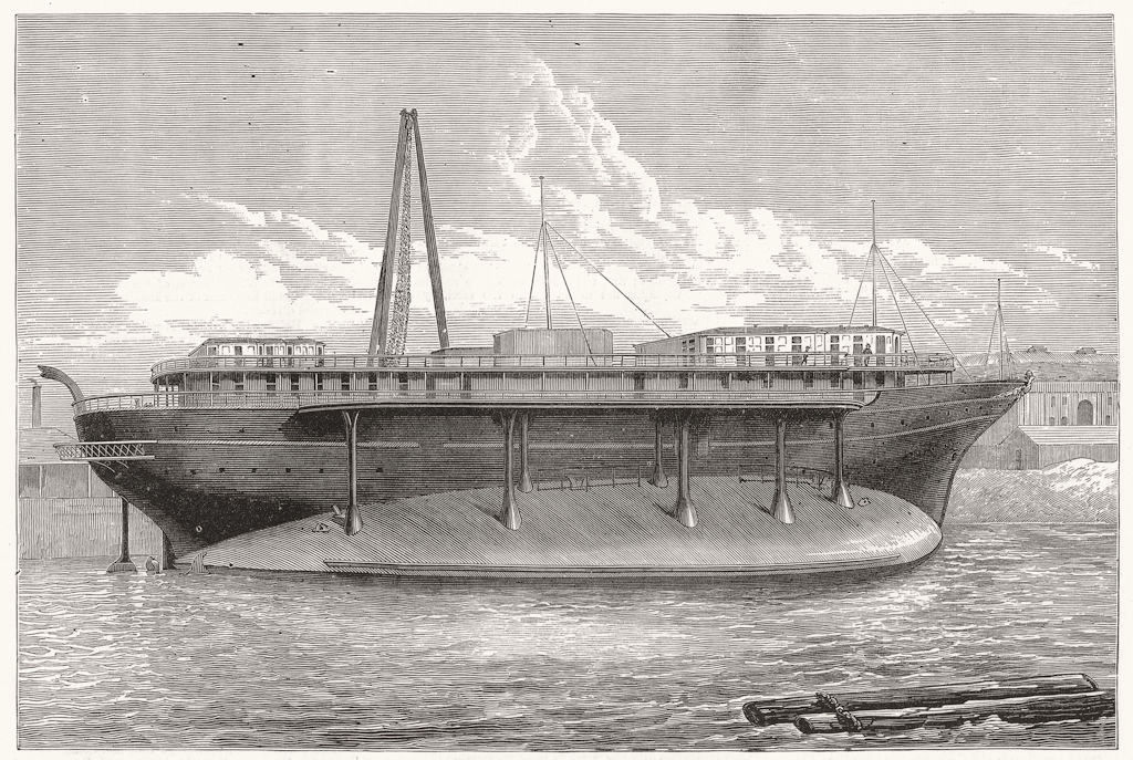 Associate Product SHIPS. The Livadia, as she lies in Messrs Elder's Dock, antique print, 1880